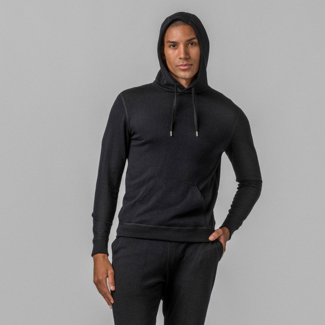 Merinoull hettegenser janus classic herre x-warm svart hoodie