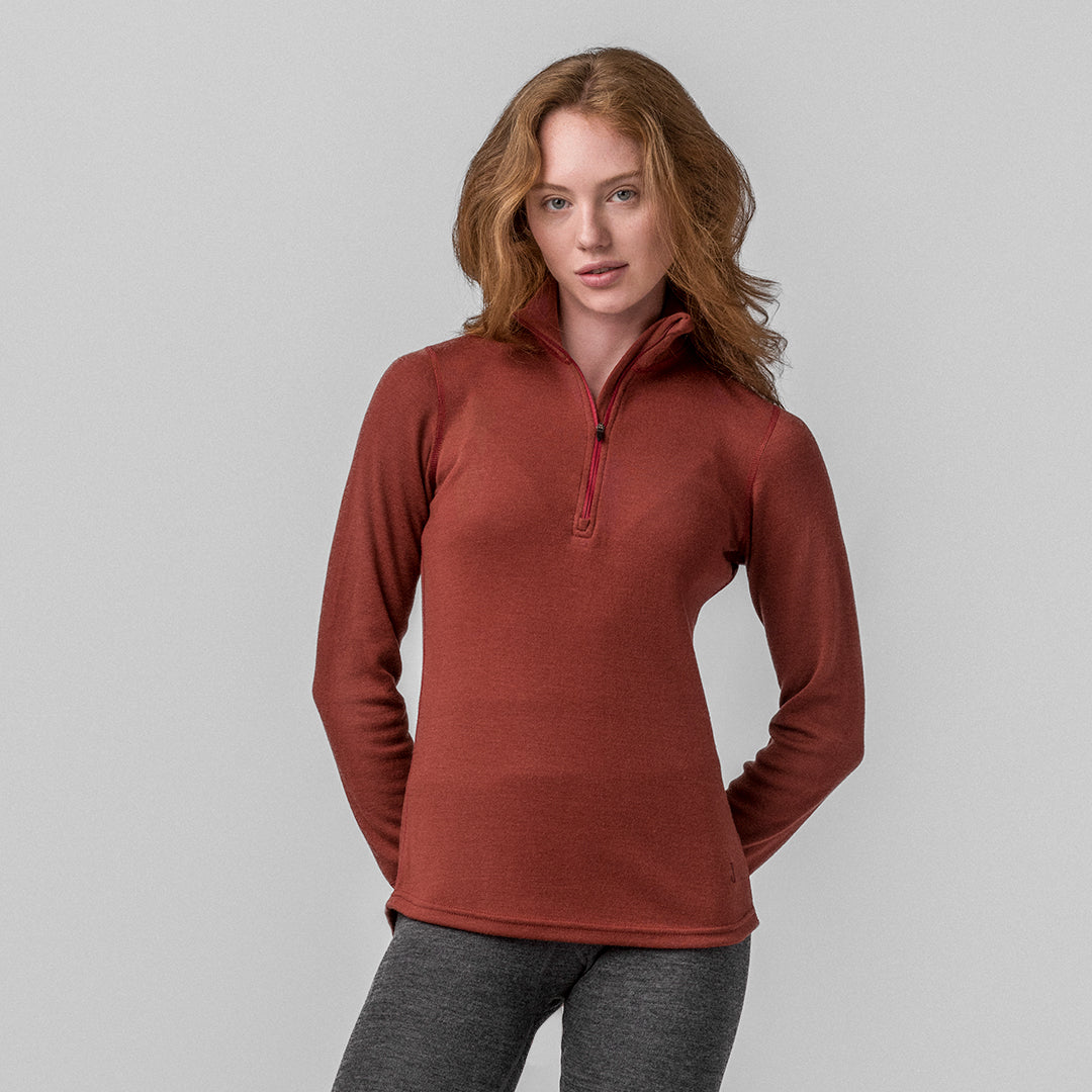 merinoull zip-polo extra-warm janus classic dame rød